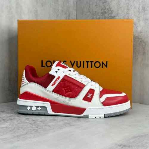 LOUISs  VUITTONn TRAINER SIGNATURE RED WHITE