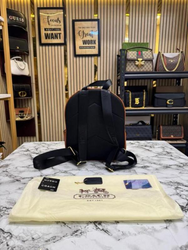 COAC_H LEATHER COURT WITH DUST BAG PREMIUM QUALITY BAGPACK [APRICOT BROWN]