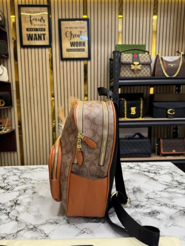 COAC_H LEATHER COURT WITH DUST BAG PREMIUM QUALITY BAGPACK [APRICOT BROWN]