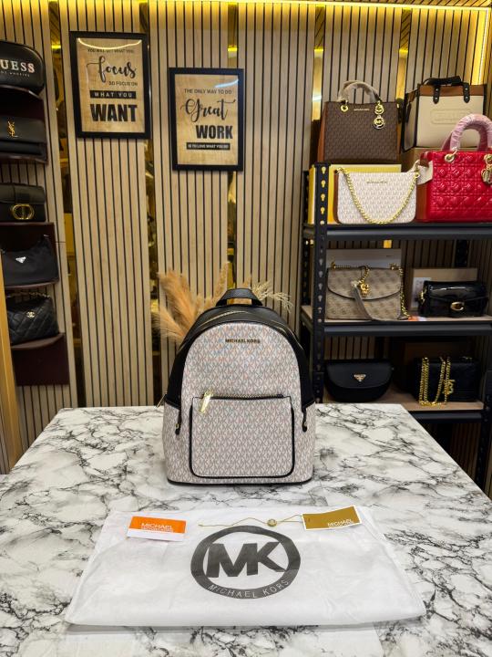 MICHAEL_KORS ADINA BAGPACK WITH DUST BAG PREMIUM QUALITY (BEIGE BLACK)