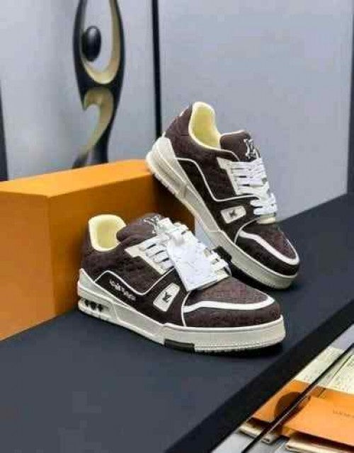 LOUISS VUITTONN BY TYLER THE CREATOR LV TRAINER DARK MOCHA BROWN NUBUCK