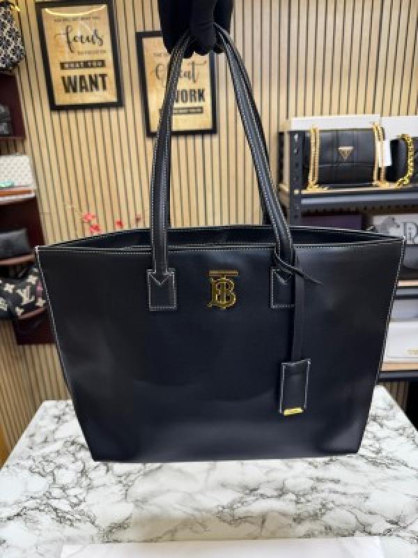Burberr_y Tb Smooth Leather Tote Bag With Dust Bag (Black) (V-6009)