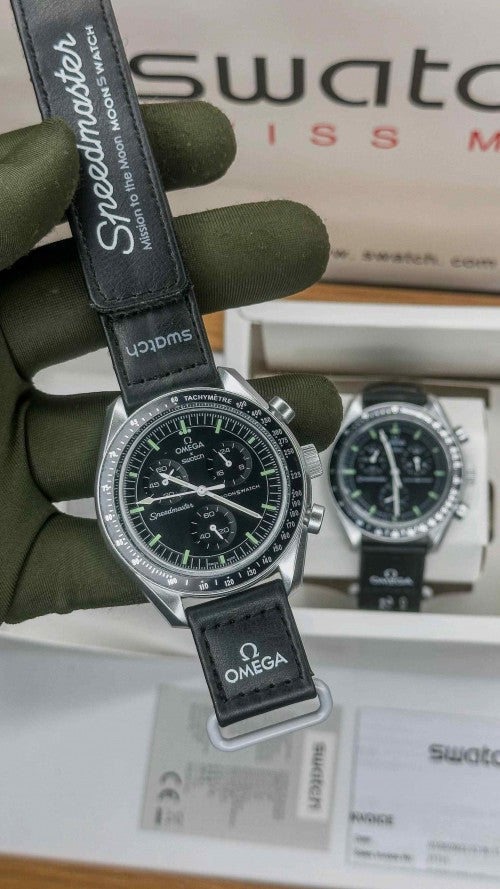 OMEGA_ SWATCH_SPEEDMASTER MOONSWATCH silver Black