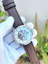 Tommy Hilfigar Automatic Leather Belt Brown White Dial AT143