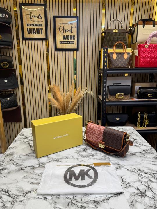 Michael_Kors Colorblock Monogram Shoulder Bag With Box And Dust Bag (Brown) (V-100815)