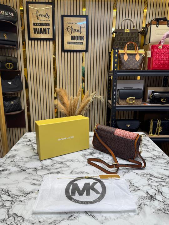 Michael_Kors Colorblock Monogram Shoulder Bag With Box And Dust Bag (Brown) (V-100815)