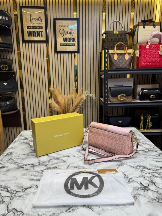 Michael_Kors Colorblock Monogram Shoulder Bag With Box And Dust Bag (Pink) (V-100815)
