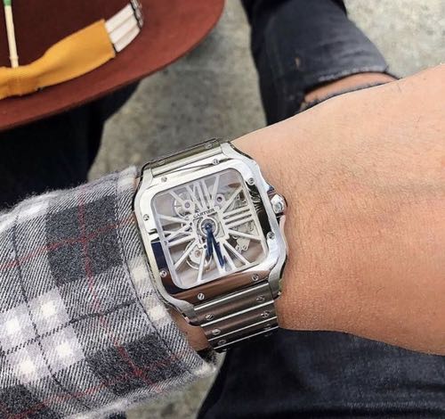 Cartier santos skeleton battery