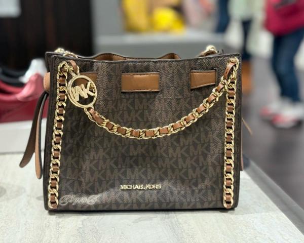 Michael_Kors Mina Signature Crossbody Tote With Box And Dust Bag (M06-Brown)