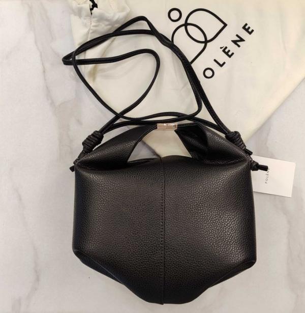 Polene Beri Textured Leather Shoulder Bag With Box And Dust Bag (Black) (P06594)