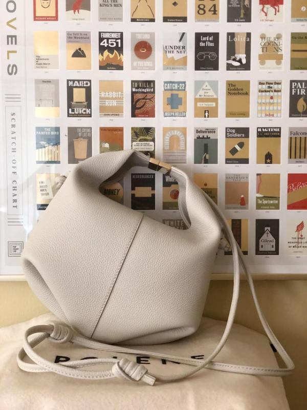 Polene Beri Textured Leather Shoulder Bag With Box And Dust Bag (White) (P06594)