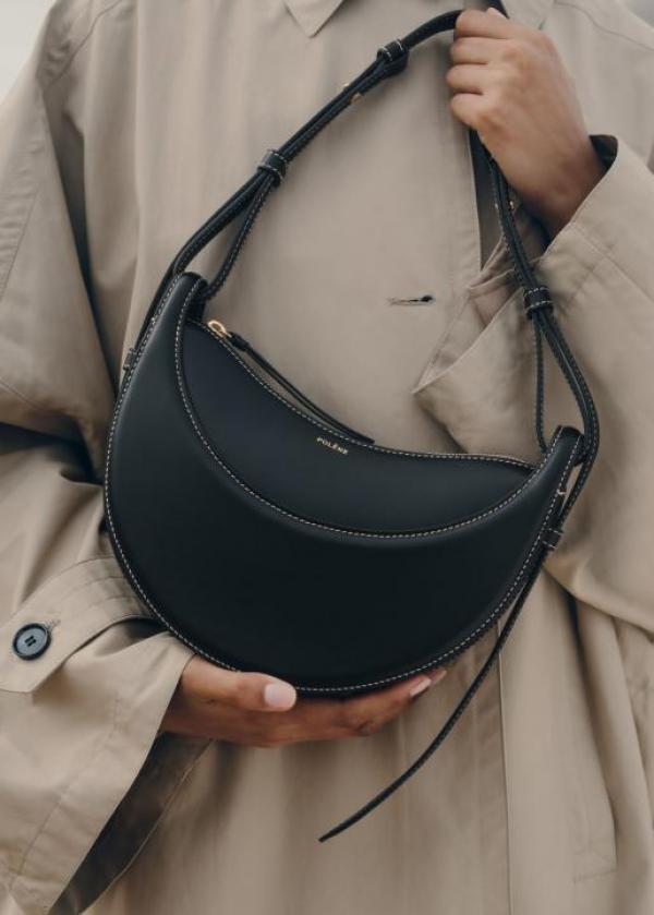 Polene Numero Dix Leather Shoulder Bag With Box And Dust Bag (Black-LW6521)