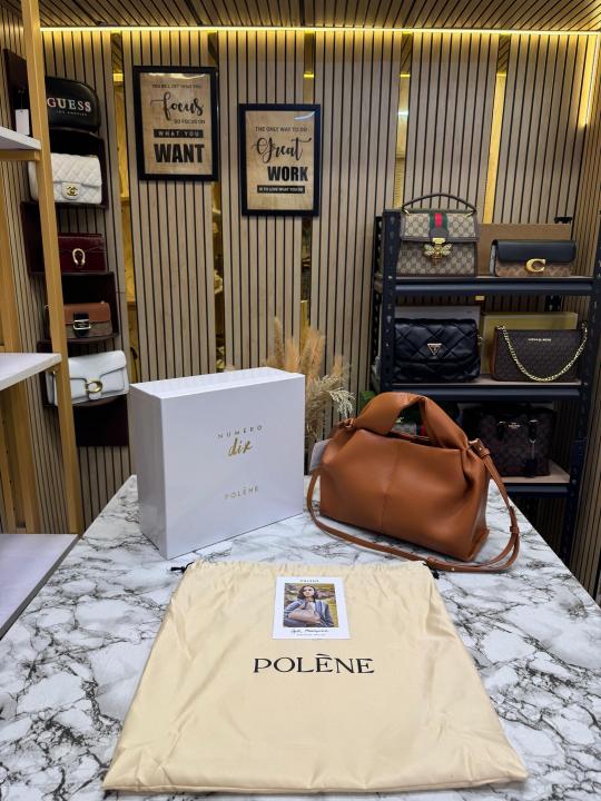 Polene Numero Big Neuf Leather Shoulder Bag (Brown-P06758)