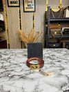 Calvin_Klein Tan Leather Belt with Gold CK Initial Buckle