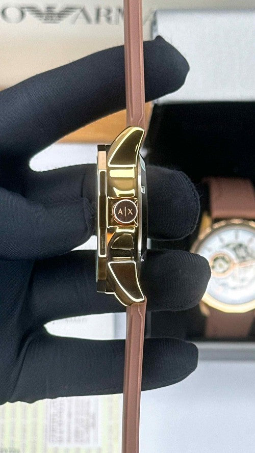 ARMA_EXCHANGE AUTOMATIC SKELETON STEEL ROSE GOLD BROWN
