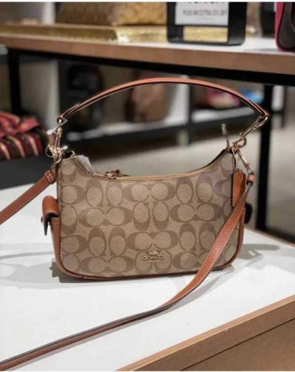 Coac_h Pennie Shoulder Bag Premium Quality With Box And Dust Bag (C7222-Apricot)