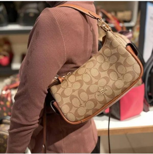 Coac_h Pennie Shoulder Bag Premium Quality With Box And Dust Bag (C7222-Apricot)