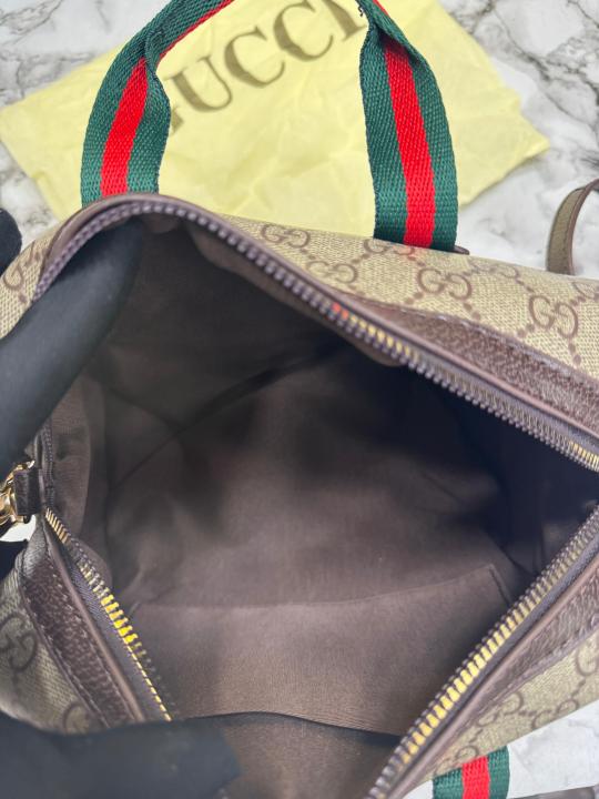 Gucc_i Ophidia Boston Stripe GG Top Handle Bag With Box And Dust Bag