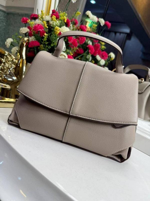 Polene Numero Un Leather Top-Handle Bag (Grey-P06394)