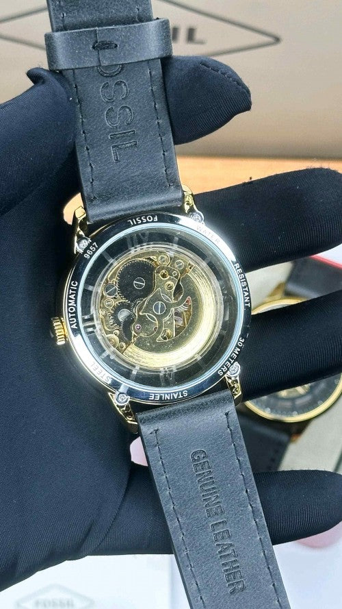 FOSSIL_ TOWNSMAN AUTOMATIC SKELETON GOLD BLACK