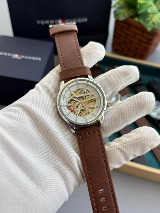 Tommy Automatic Premium Leather Brown silver W329