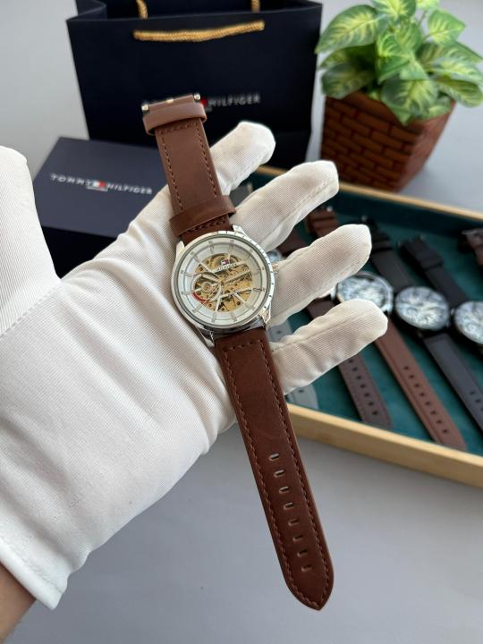 Tommy Automatic Premium Leather Brown silver W329
