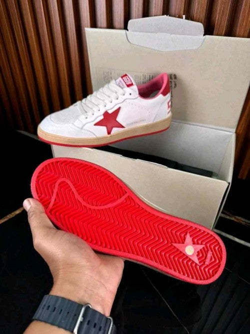 GOLDEN GOOSE BALL STAR LOW WHITE RED