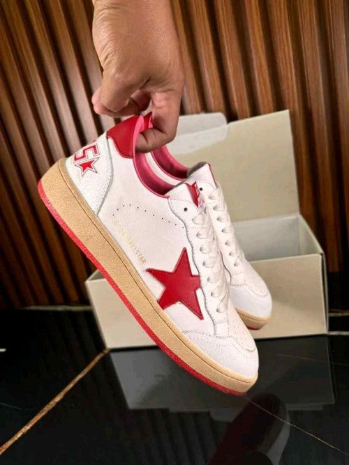GOLDEN GOOSE BALL STAR LOW WHITE RED