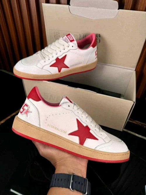 GOLDEN GOOSE BALL STAR LOW WHITE RED