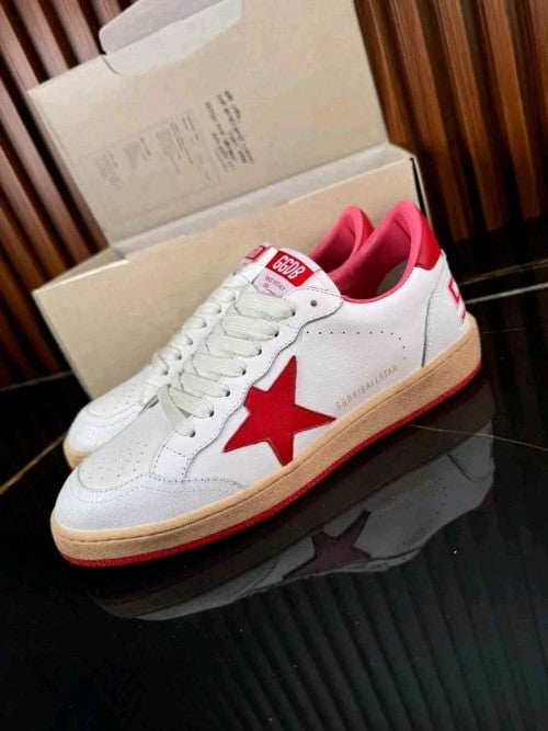 GOLDEN GOOSE BALL STAR LOW WHITE RED