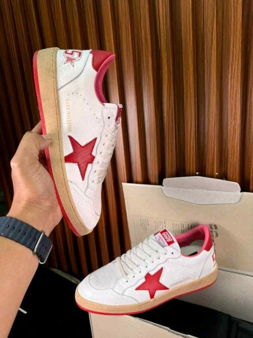 GOLDEN GOOSE BALL STAR LOW WHITE RED