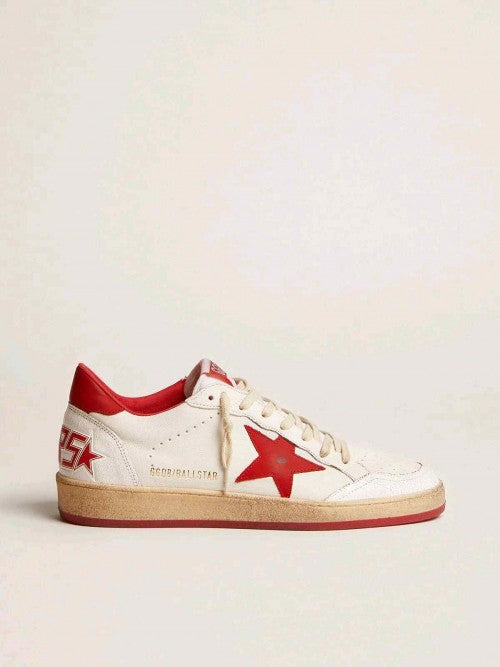GOLDEN GOOSE BALL STAR LOW WHITE RED