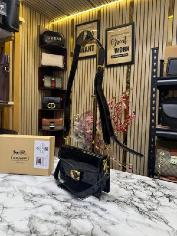 Coac_h tabby glossy crossbody bag with box and dust bag (black)