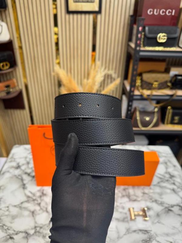 Herme_s Black Leather Belt Combo H-Buckle Set Includes Box Dust Bags And Carry Bag (10-1)