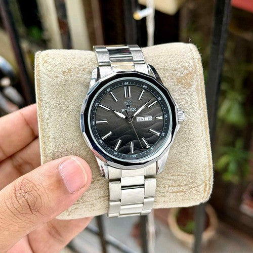 Role_x Silver black Day Date Mens Watch