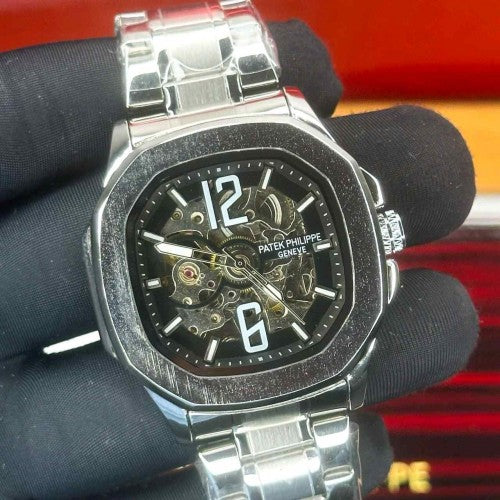 PATEK_ PHILIPPE_ AUTOMATIC OPEN HEART SILVER BLACK