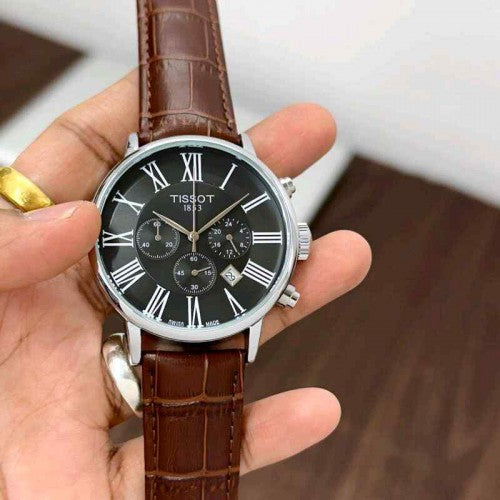 Tissot_ chemin slim formal silver black dail brown leather