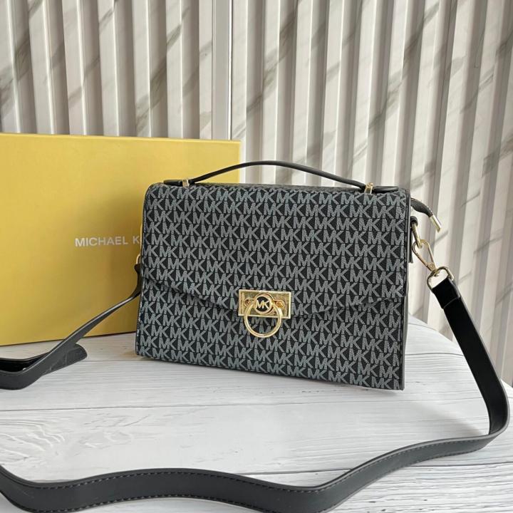 Michael_Kors Hendrix Signature Shoulder Bag With Box Dust Bag (Black)