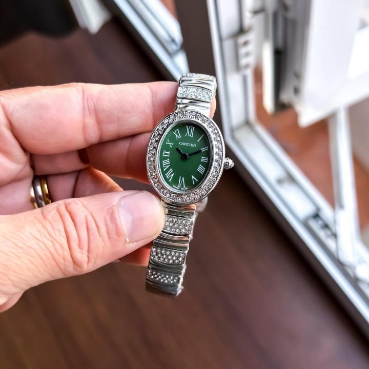CARTIE_R LADIES SILVER GREEN WATCH