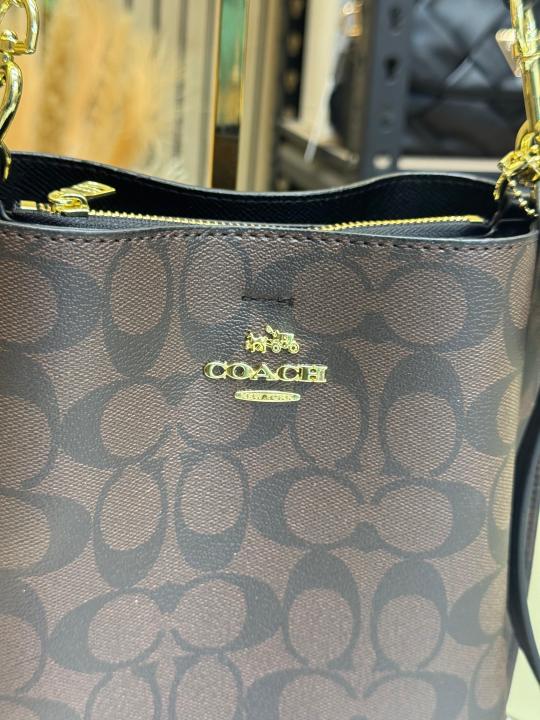 Coac_h Mollie Premium Quality Bucket Bag In Signature Canvas With Og Double Box Dust Bag (Coffee) (F-62699)