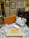 Loui_s Vuitton Neverfull Embossed Premium Quality Tote Bag With Box And Dust Bag (White)