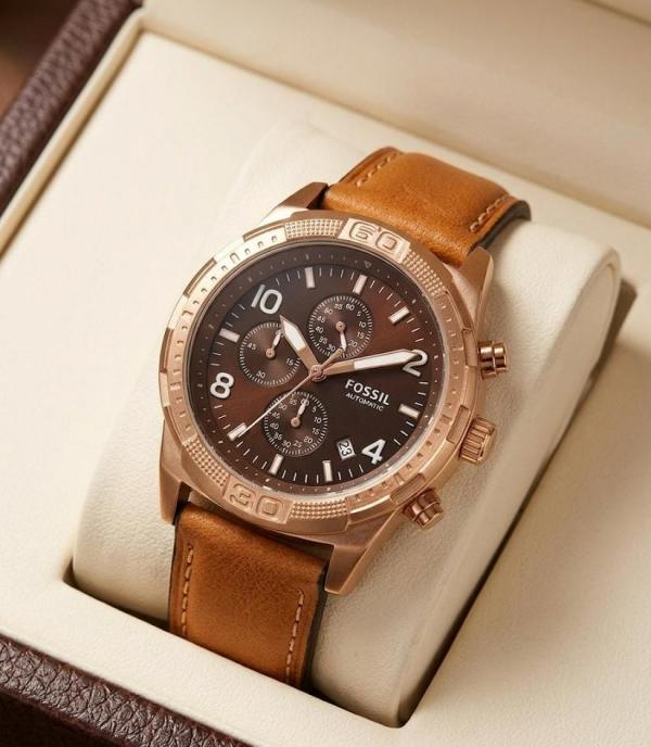 Fossii_l Bronson Chronograph Luggage Leather