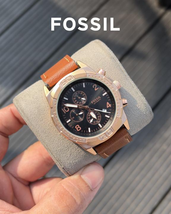 Fossii_l Bronson Chronograph Luggage Leather