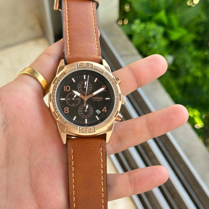 Fossii_l Bronson Chronograph Luggage Leather