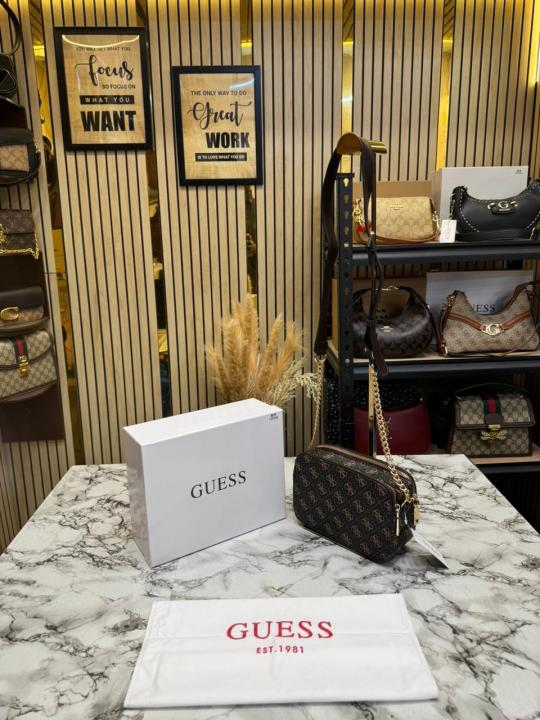 Guess Noreen Crossbody Bag With Box And Dust Bag (Coffee)