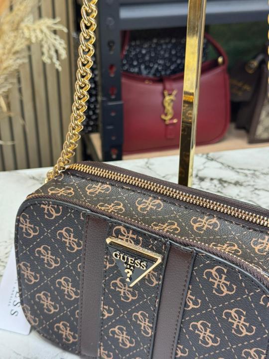 Guess Noreen Crossbody Bag With Box And Dust Bag (Coffee)