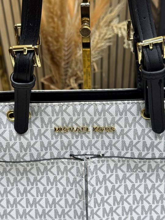 Michael_Kors Jet Set Travel Double Pocket Tote Bag With Dust Bag Including Card (Vanilla) (M2510)