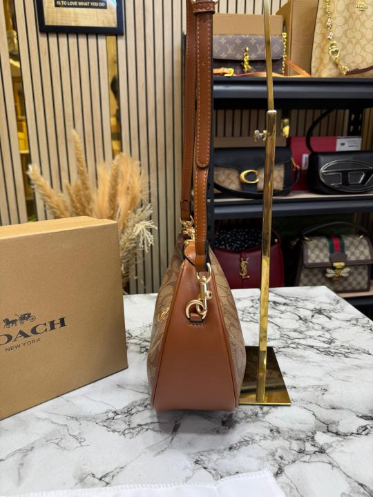 Coac_h Jonie Signature Canvas Shoulder Bag With Box And Dust Bag (Brown) (F-2033)