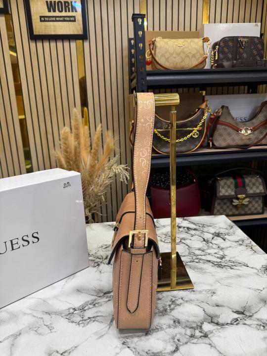 Guess Quilted G Flap Shoulder Bag With Box And Dust Bag (Golden)