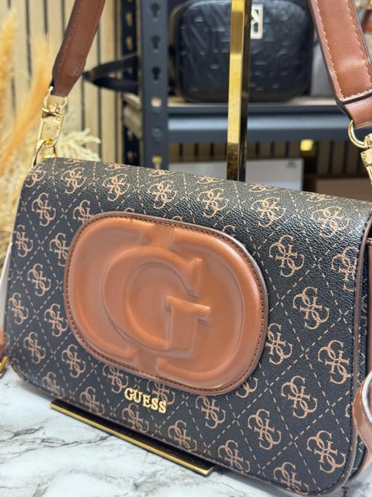 Guess Womens Eco Mietta Flap Shoulder Bag With Box And Dust Bag (Brown)